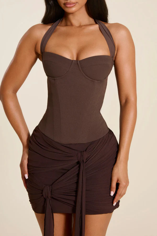 Zadie Corset & Skirt Set - Brown