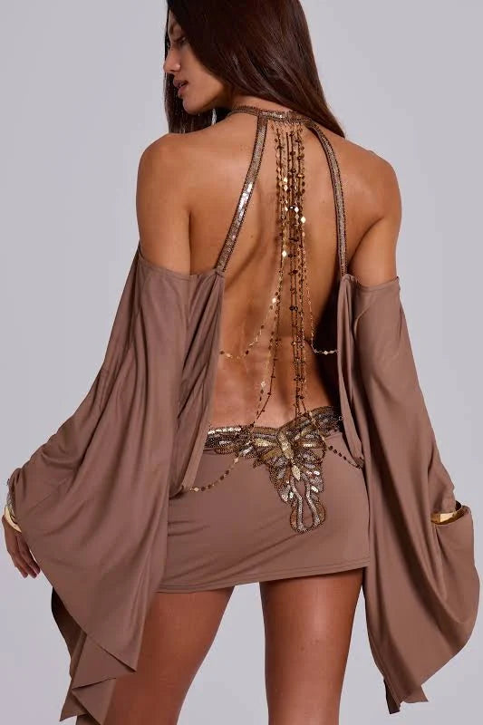 The Alula Mini Dress - Brown