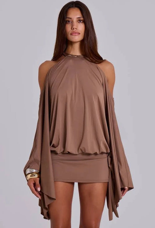 The Alula Mini Dress - Brown